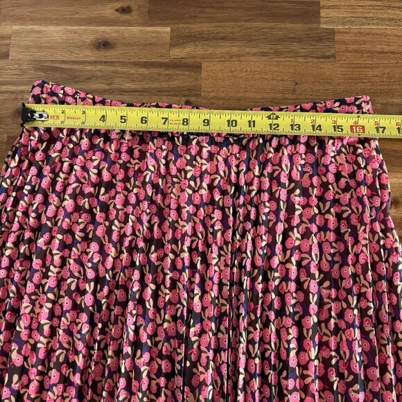 Blue Sol Pleated Midi Skirt Floral Pink Black Womens Size XL Boho Femenine NWT - Picture 6 of 13